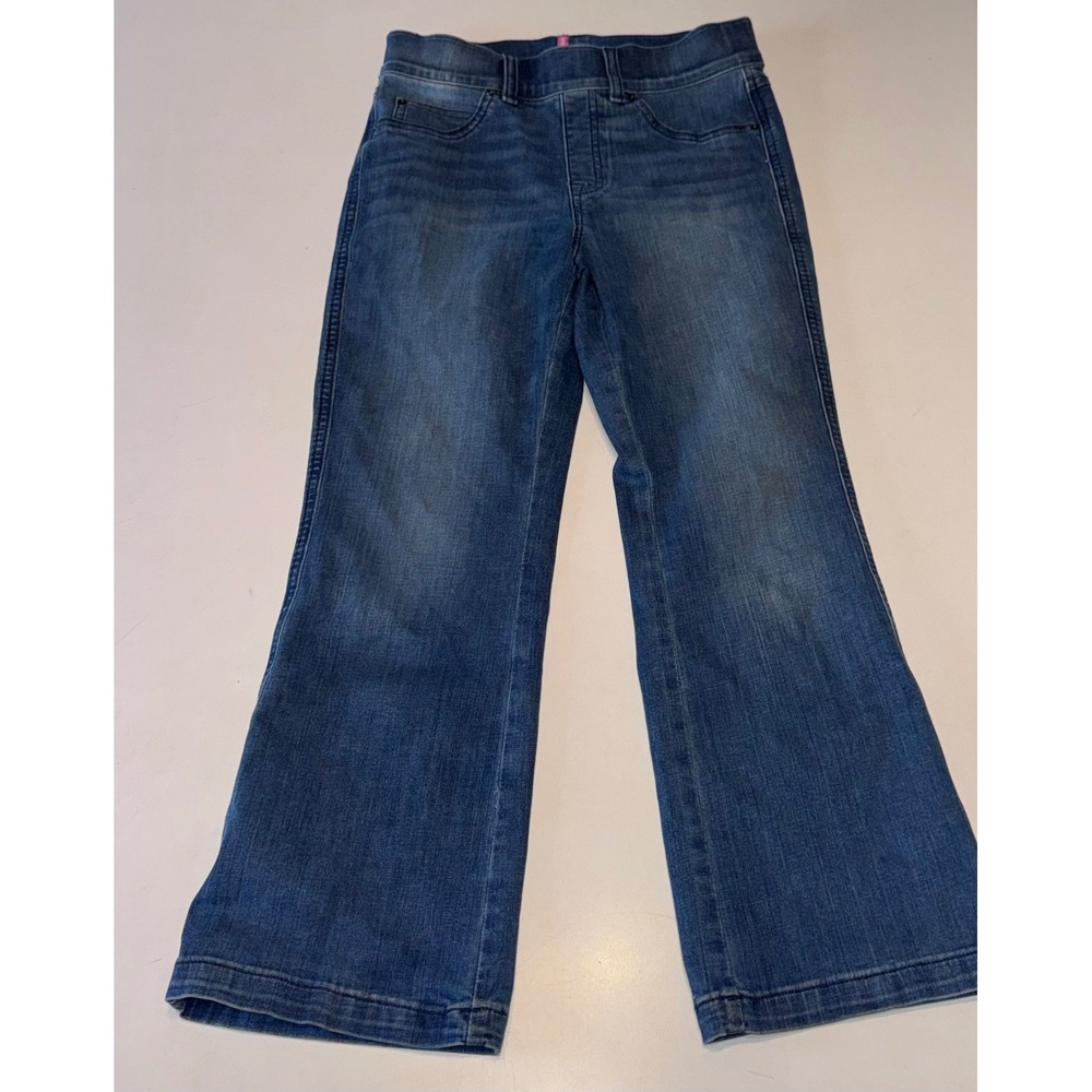 Spanx Crop Kick Flare Jeans Pull On Denim Petite Small S/P Slimming